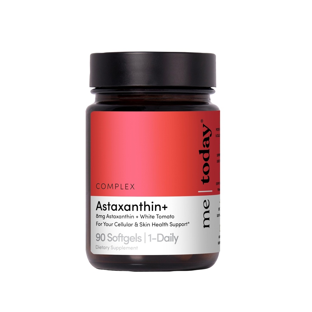 Me today Complex Astaxanthin+ 8mg Supplement - Ισχυρή Αντιοξειδωτική Υποστήριξη Softgels - Natural Skin Health & Cellular Wellness Complex with White Tomato Extract - 90 Services
