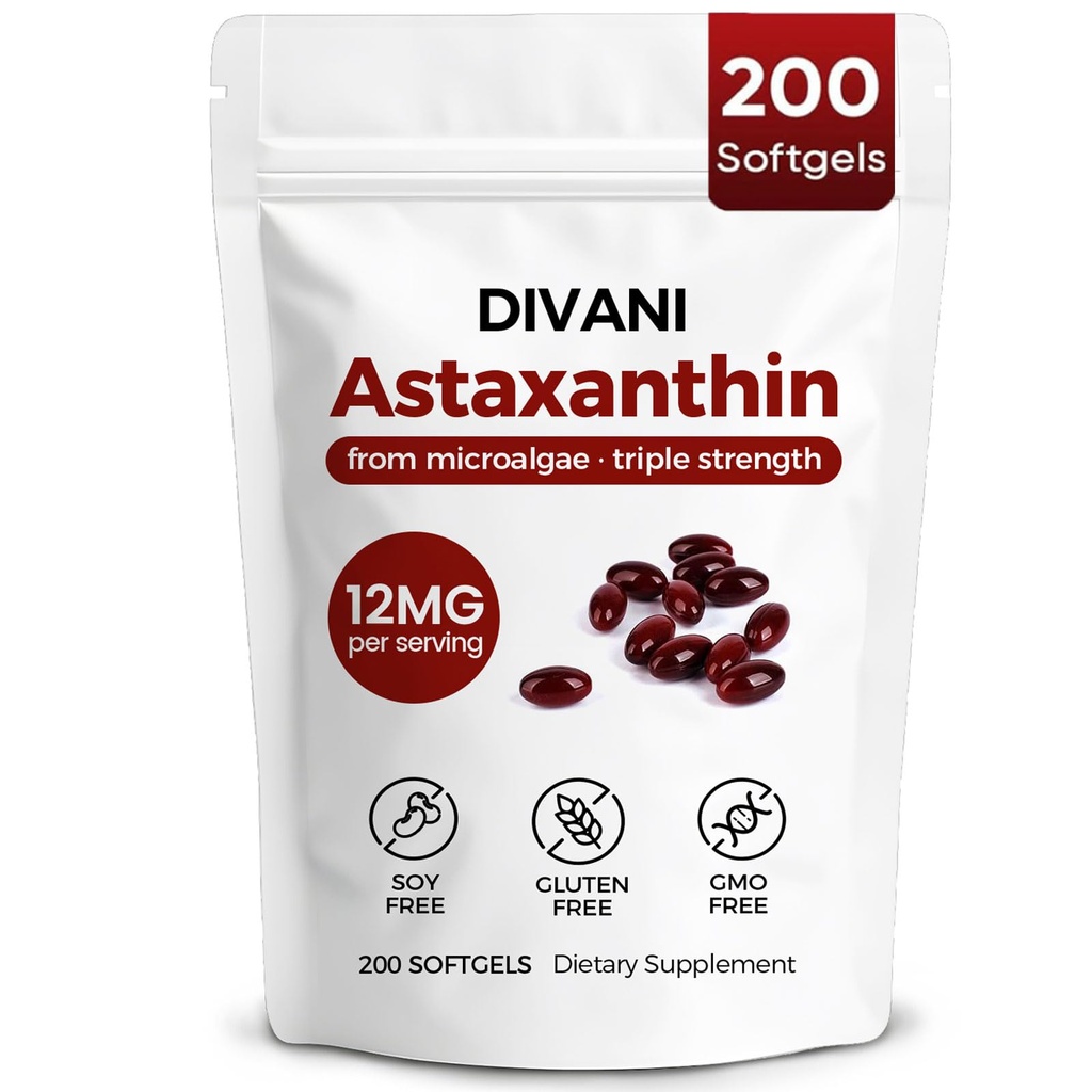 Divani Ασταξανθίνη, φυσική ασταξανθίνη, μη ΓΤΟ, χωρίς γλουτένη, χωρίς σόγια, καθημερινό μάτι, υποστήριξη δέρματος (1)