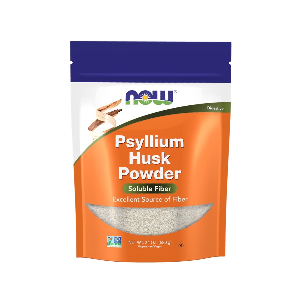 NOW Συμπληρώματα Τροφίμων, Psyllium Husk σκόνη, Μη ΓΤΟ έργο Επαληθευμένο, Διαλυτό Fiber, 24 Ounce