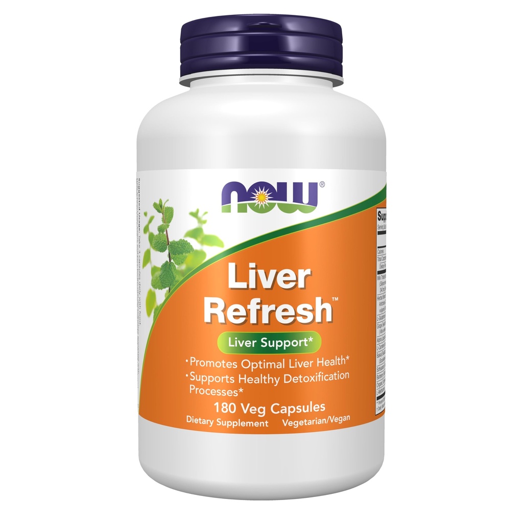 NOW Συμπληρώματα Τροφίμων, Liver RefreshTM με εκχύλισμα γαϊδουράγκαθου γάλακτος και μοναδικό μείγμα βοτάνων-ενζύμου, 180 κάψουλες Veg