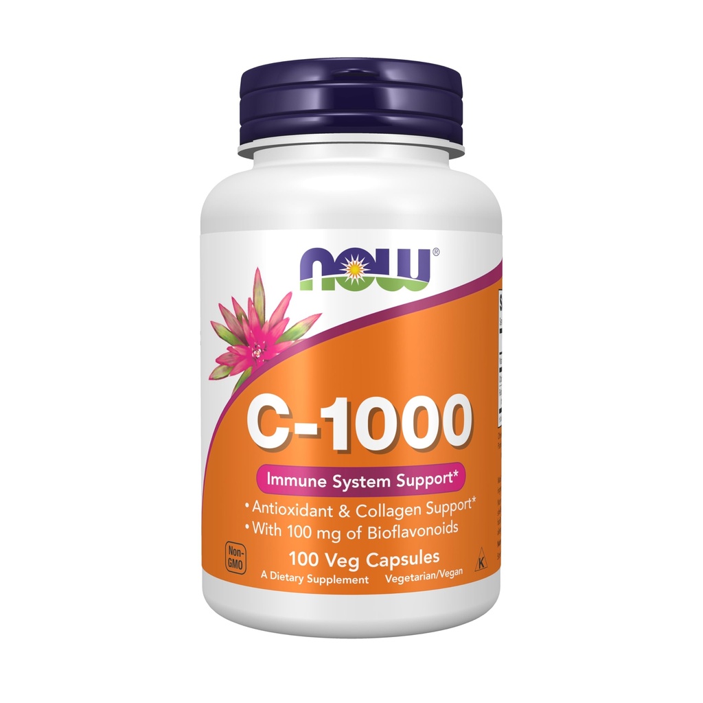 NOW Συμπληρώματα διατροφής, Βιταμίνη C-1.000 με 100 mg Bioflavonoids, Αντιοξειδωτική προστασία *, 100 κάψουλες Veg