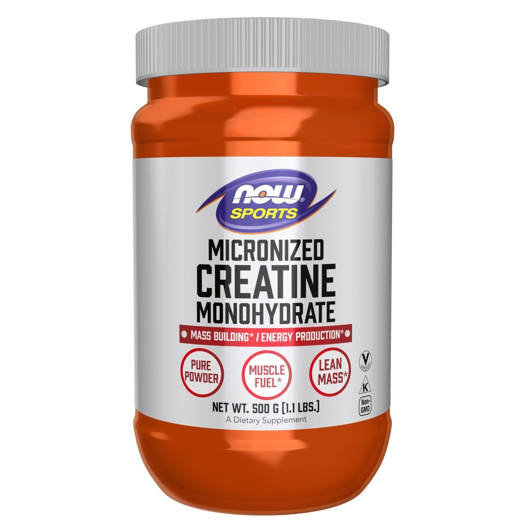 NOW Foods Sports Nutrition, Micronized Creatine Powder 500 g, Mass Building*/Energy Production*, 1.1-Pound
