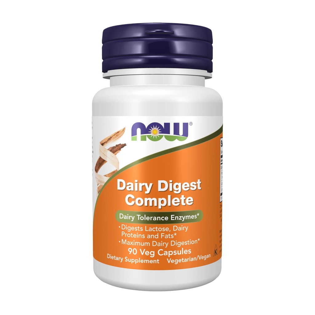 NOW Foods Supplements, Dairy Digest Complete, Digests Lactose, Dairy Proteins and Fats*, Dairy Tolerance Enzymes*, 90 Veg Capsules
