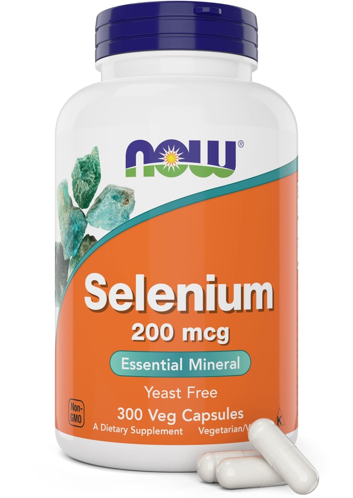 Τώρα τρόφιμα Σελήνιο 200mcg κάψουλες, 300 Count - L Σεληνομεθειονίνη Ορυκτό συμπλήρωμα για γυναίκες & άνδρες - Veg Caps, μη GMO, Vegan Φιλικό, Yeast-free