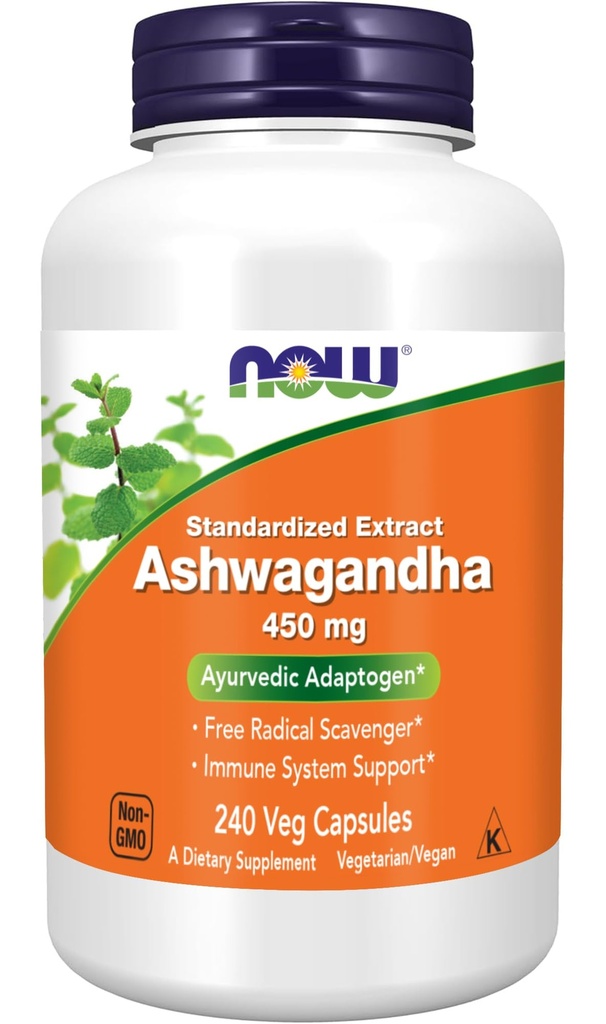 NOW Foods Ashwagandha Extract 450 mg Vegan, Kosher, Μη ΓΤΟ - 240 κάψουλες Veg,