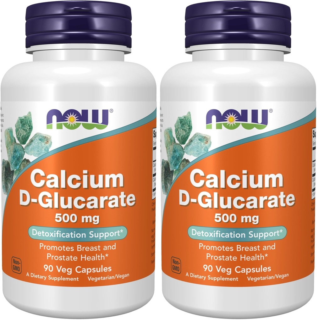 NOW Συμπληρώματα Τροφίμων, Ασβέστιο D-Glucarate 500 mg, Υποστήριξη Αποτοξίνωσης *, 90 κάψουλες Veg, (πακέτο του 2)