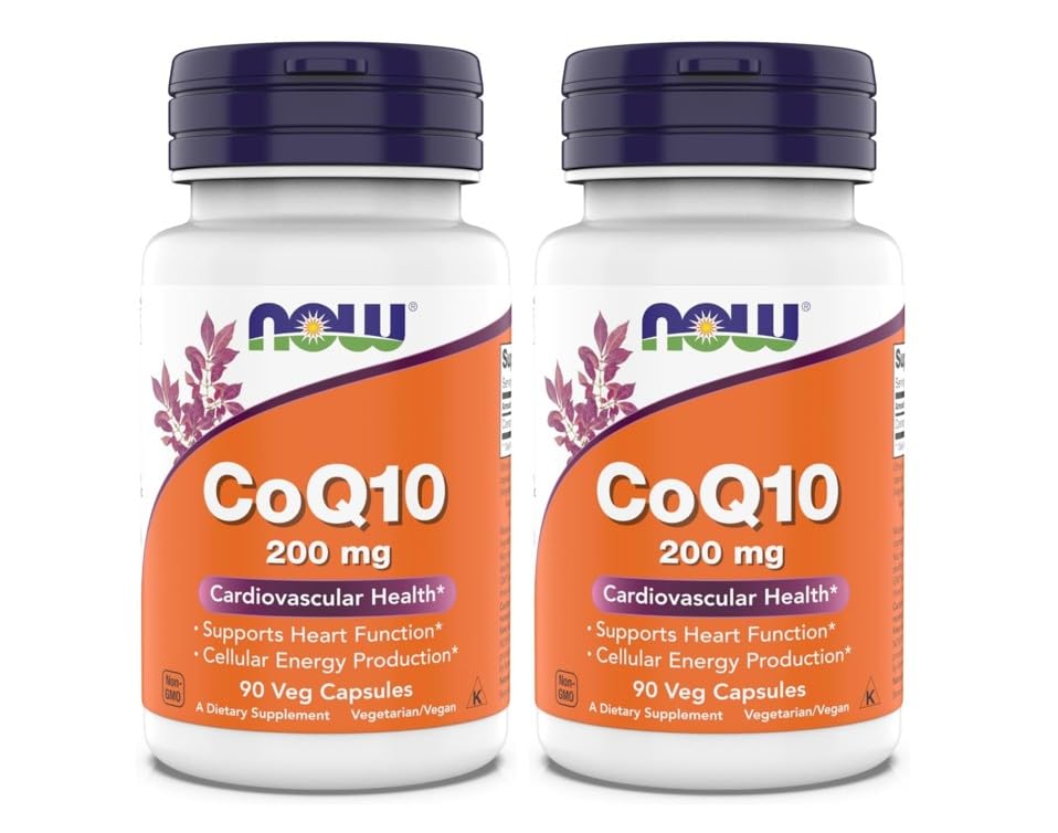 Τώρα Συμπληρώματα - CoQ10 (Συνένζυμο Q10) 200 mg, Υποστηρίζει Καρδιαγγειακή Υγεία *, Kosher, Vegan 90 Καψάκια Χορτοφαγικής (Pack of 2)