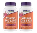 Now Supplements Vitamin D3 K2, 1,000 IU/45 mcg, Cardiovascular Support, Supports Bone Health, 180 Vegetarian Capsules - Vegan, Gluten Free, Kosher Vitamin D3 and K2 Supplements (2)