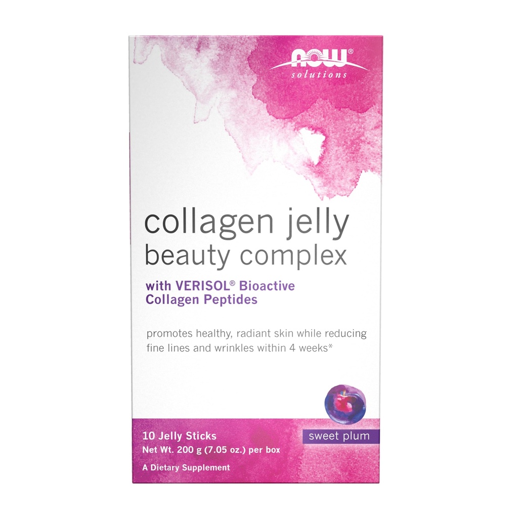 Now Foods Solutions, Collagen Jelly Beauty Complex, Sweet Plum Flavor, 10 Jelly Sticks