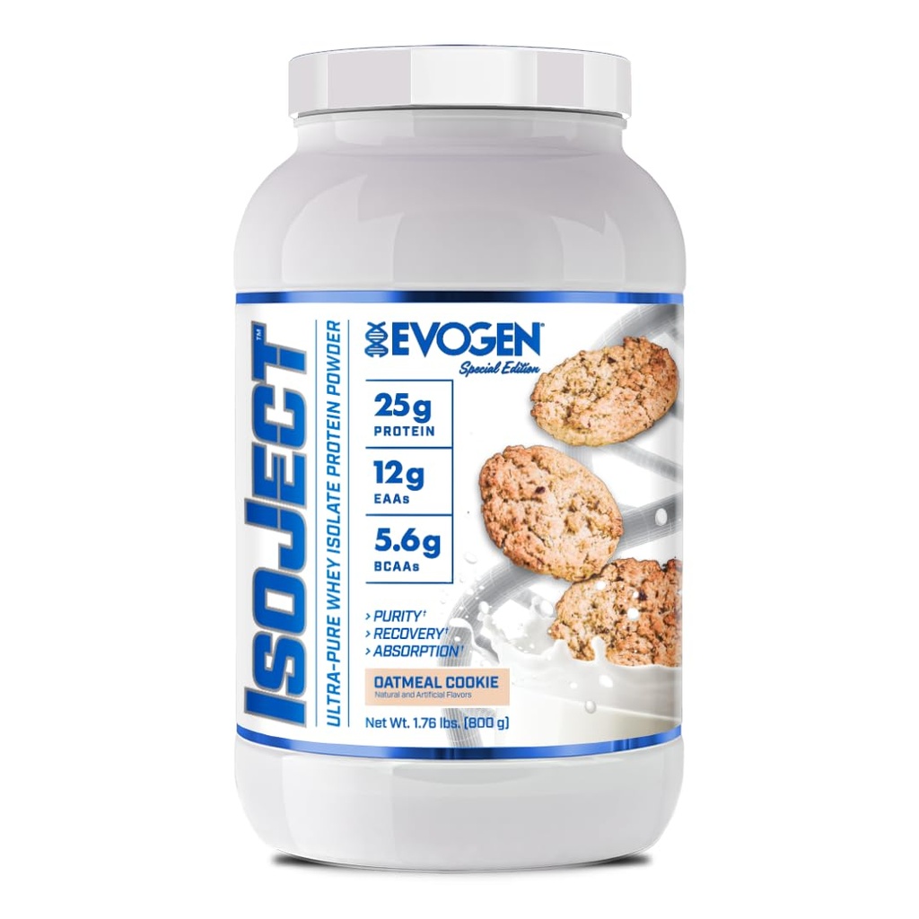Evogen Isoject - Whey Protein Isolate | Ultra-Pure Whey Protein Powder with Ignitor Enzymes, BCAAs, and EAAs | Enhanced Absorption & Recovery | Oatmeal Cookie | 25 Servings