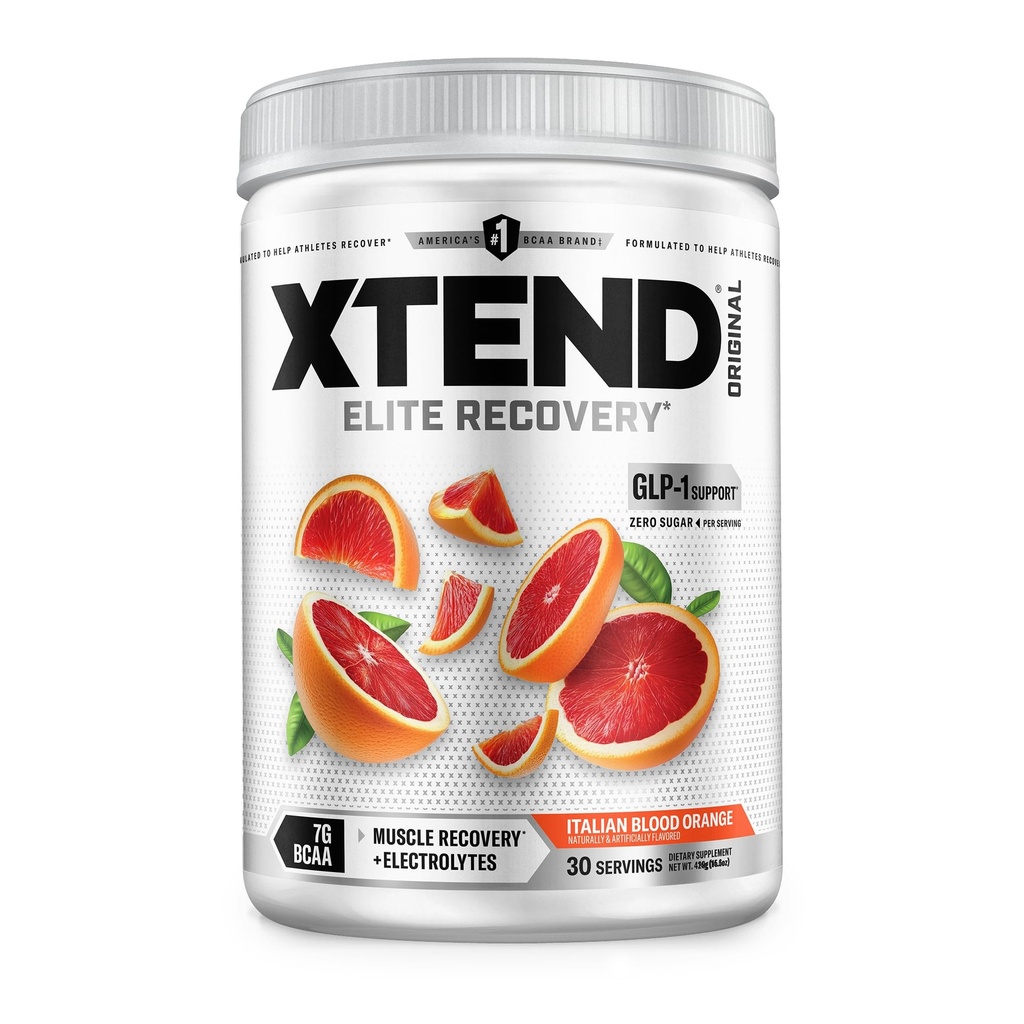 Xtend αρχική BCAA σκόνη, 7g BCAAs και 2.5g L-Γλουταμίνη για την ενυδάτωση των μυών και των μυών Lean, ζάχαρη δωρεάν ενδο και μετά την προπόνηση ποτό με ηλεκτρολύτες, ιταλικό πορτοκάλι αίματος, 30 εξυπηρετούν