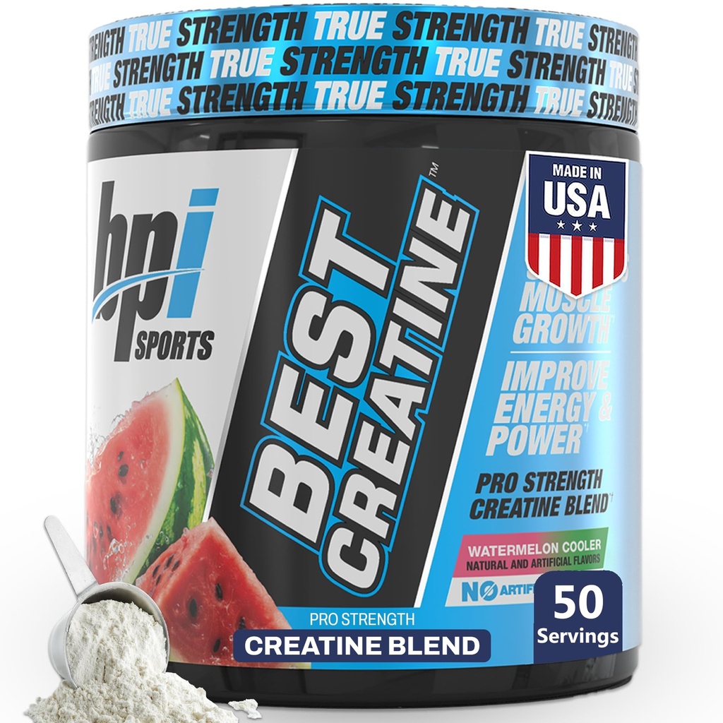 BPI Sports Best Creatine - Creatine Monohydrate Powder for Men & Women, Himalayan Salt - Strength, Pump, Muscle Growth, Muscle Definition - No Bloat - Watermelon Cooler - 50 servings - 10.58 Ounce