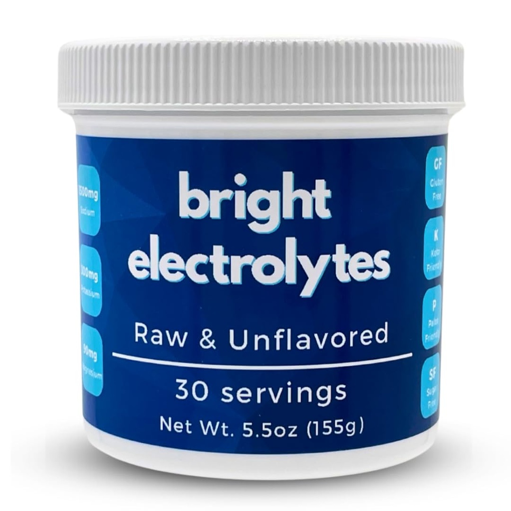 Bright Hydration Electrolyte Powder - Raw & Natural - No Added Flavors, Zero Sugar - Sea Salt, Himalayan Pink Salt, Magnesium & Potassium - Medium 5.5 oz Jar