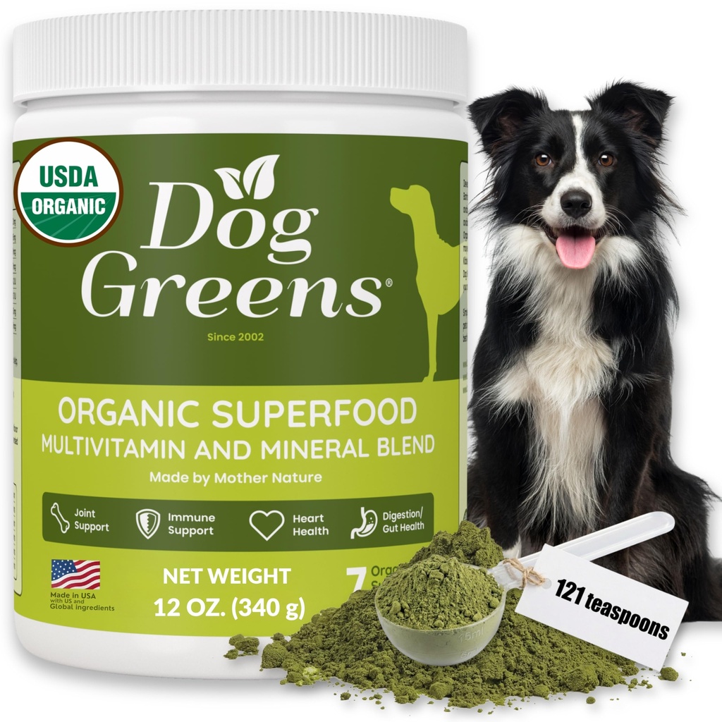 Superfood Multivitamin Powder - Βιταμίνες σκύλου και συμπληρώματα, Βιολογικό Kelp, Spirulina, Θαλασσινά Moss για σπιτικά τρόφιμα, Kibble και ακατέργαστα γεύματα, ενέργεια, ανοσοποιητικό, κοινή & υποστήριξη του δέρματος για όλες τις ηλικίες