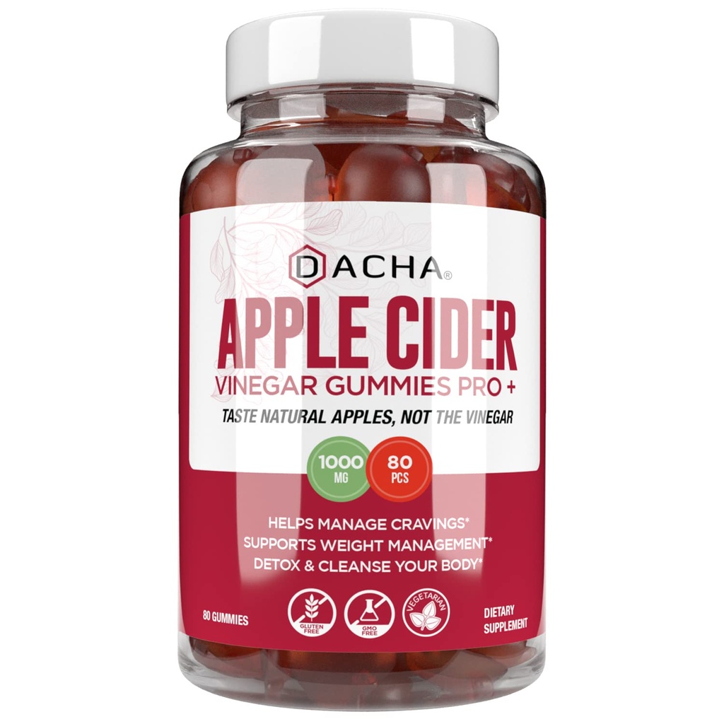 Premium Apple Cider Vinegar Gummies – 80 Count, 1000mg Raw, Organic, Unfiltered ACV from the Mother, Not Sticky, Immune, Detox, Fitness & Acid Reflux Heartburn Pomegranate Beet Root Vitamin B9 B12