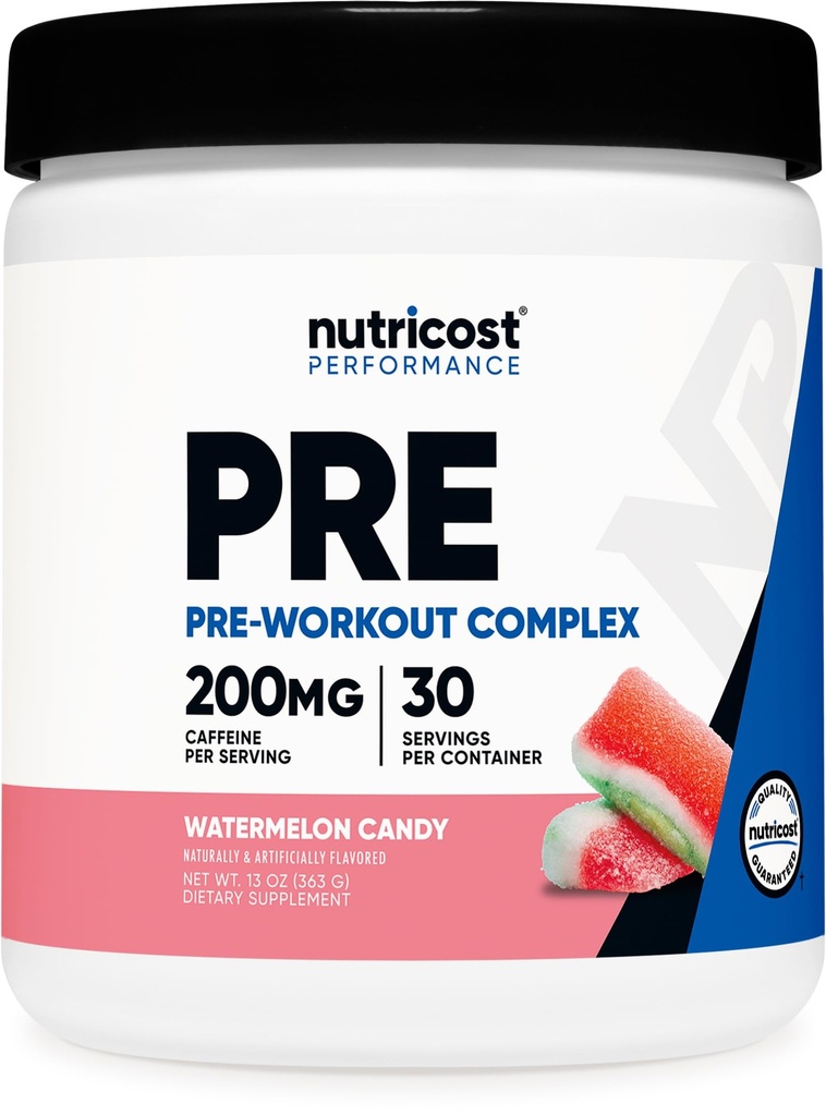 Nutricost Pre-Workout Powder (Watermelon Candy) 30 Servings - GMO-Free, Gluten-Free, Vegetarian
