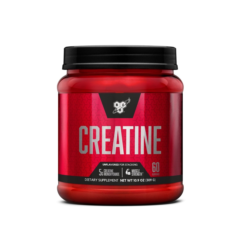 BSN Micronized Creatine Monohydrate Powder, Unlavored Creatine Powder, Micronized, Υποστηρίζει μυϊκό κτίριο, Υποστηρίζει μυϊκή δύναμη, συμπλήρωμα γυμναστήριο, 5g ανά υπηρεσία, 5000mg ανά υπηρεσία, 60 εξυπηρετήσεις