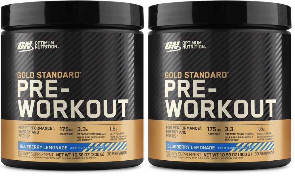 Optimum Nutrition Gold Standard Pre-Wortout, Βιταμίνη D για την ανοσοποιητική υποστήριξη, με Creatine, Beta-Alanine, και καφεΐνη για την ενέργεια, Keto Friendly, Blueberry Λεμονάδα, 30 εξυπηρετούν, (Συσκευασία του 2)
