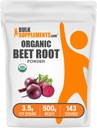 BulkSupplements.com Βιολογική σκόνη ρίζας τεύτλων - Superfood Supplement, Συμπληρώματα ρίζας τεύτλων - Vegan & Gluten Free, 3.5g ανά Σερβίρισμα, 500g (1.1 lbs) (Pack of 1)