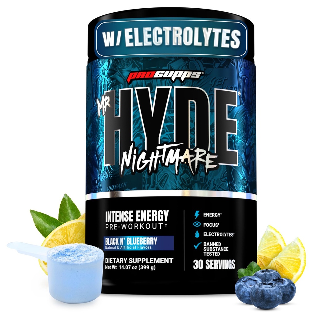 ProSupps Mr. Hyde Εφιάλτης προ προπόνησης σε σκόνη με καφεΐνη & Βήτα Αλανίνη - Προεργασία για Έντονη Ενέργεια, Ψυχική Εστίαση & Απόδοση - Γυμναστήριο & Καταλληλότητα Συμπληρώματα (Μαύρο Ν' Βατόμουρο, 30 Υπηρεσίες)