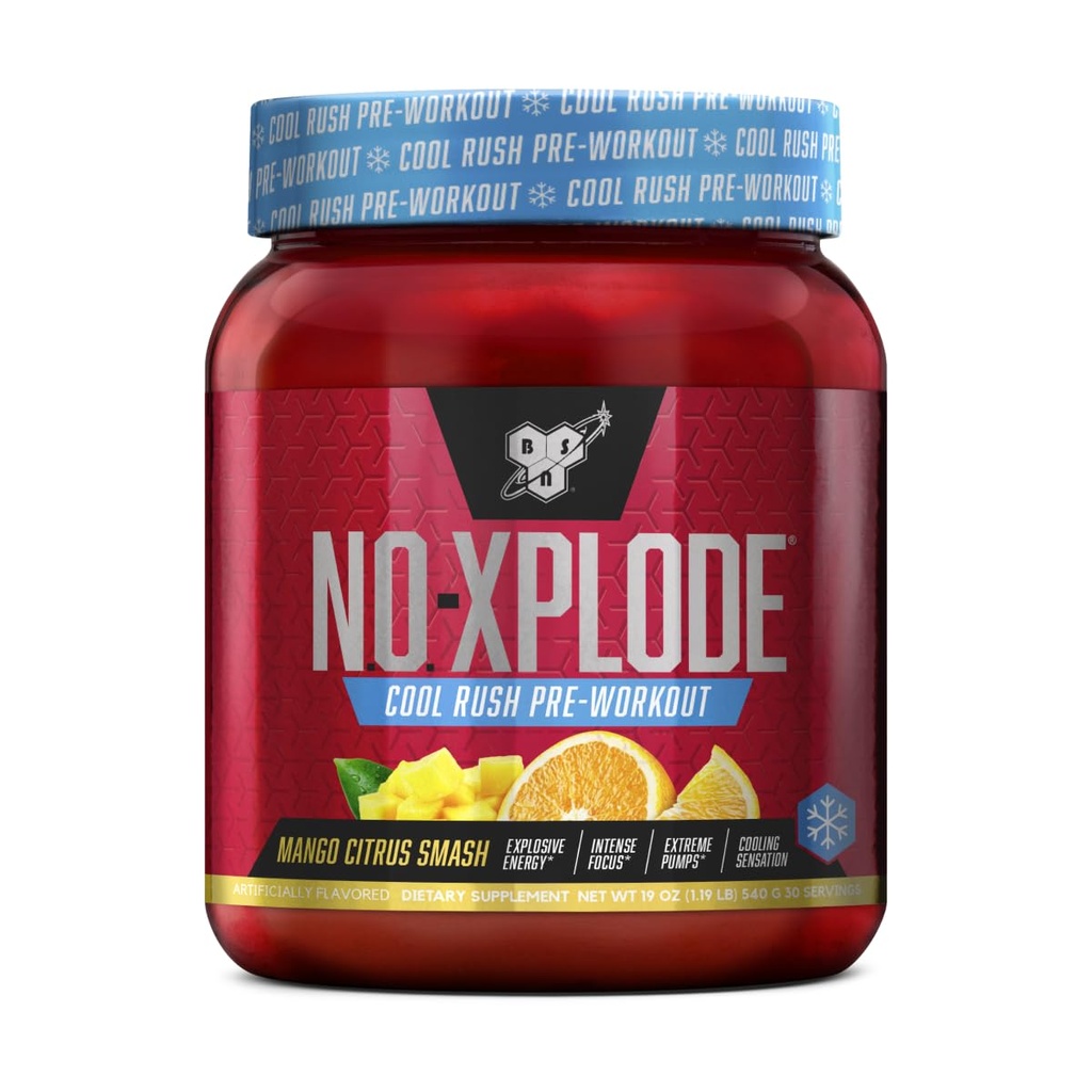 BSN N.O.-XPLODE Cool Rush Pre Workout Powder, Preworkout Energy Supplement για άνδρες και γυναίκες με Creatine και Beta-Alanine, Mango Citrus Smash, 30 εξυπηρετούν, 1.2 λίρα (Packaging May Vary)