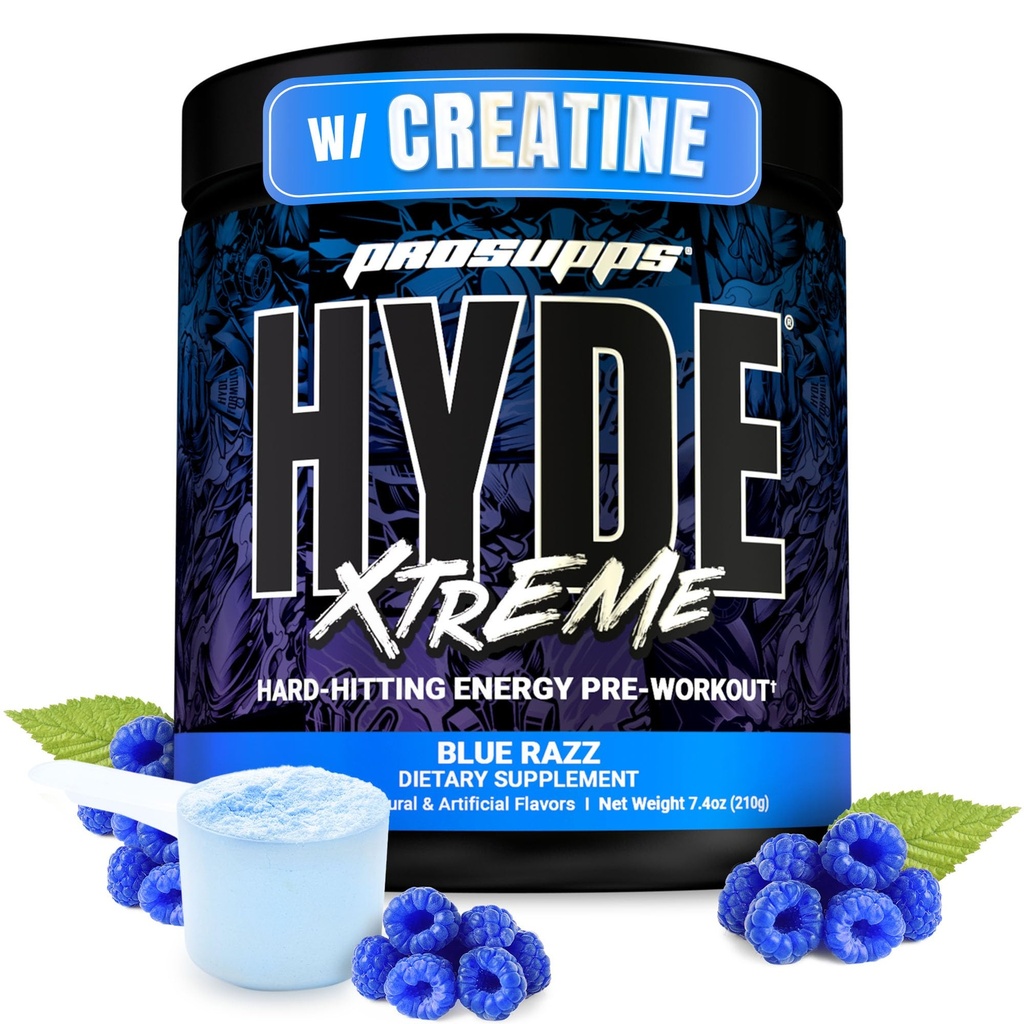 ProSupps Mr. Hyde Xtreme Pre Proworkout Powder with Creatine, Beta Alanine & Caffeine – Extreme Energy, Αντλίες, Focus & Performance - Fitness & Γυμναστήριο Συμπληρώματα για άνδρες & γυναίκες (Blue Razz, 30 Services)