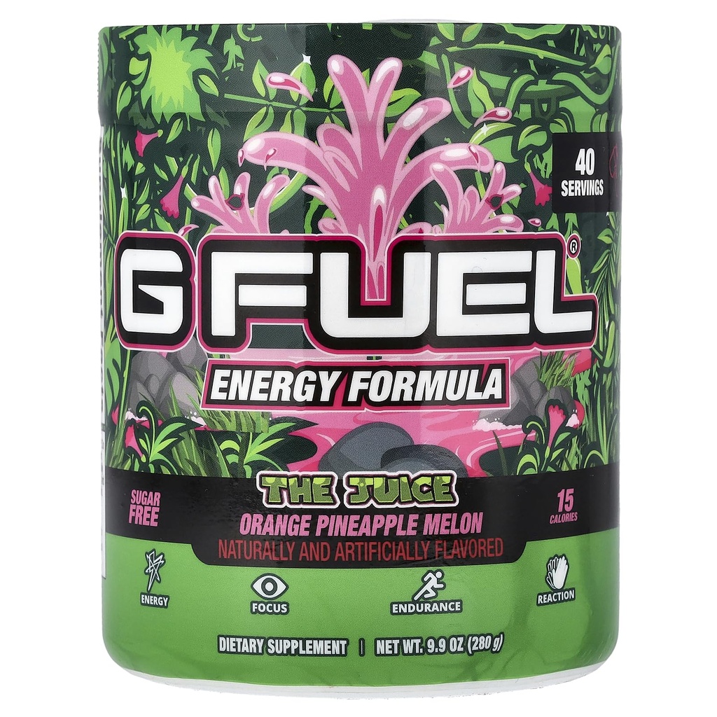 G Καύσιμο The Juice Energy 2.0 Drink Powder, Pre Workout Caffeine Mix for Gaming, Sugar Free Focus Amino, Vitamin + Antioxidants, 9.9oz (Pineapple & Melon Punch, 40 Servings)