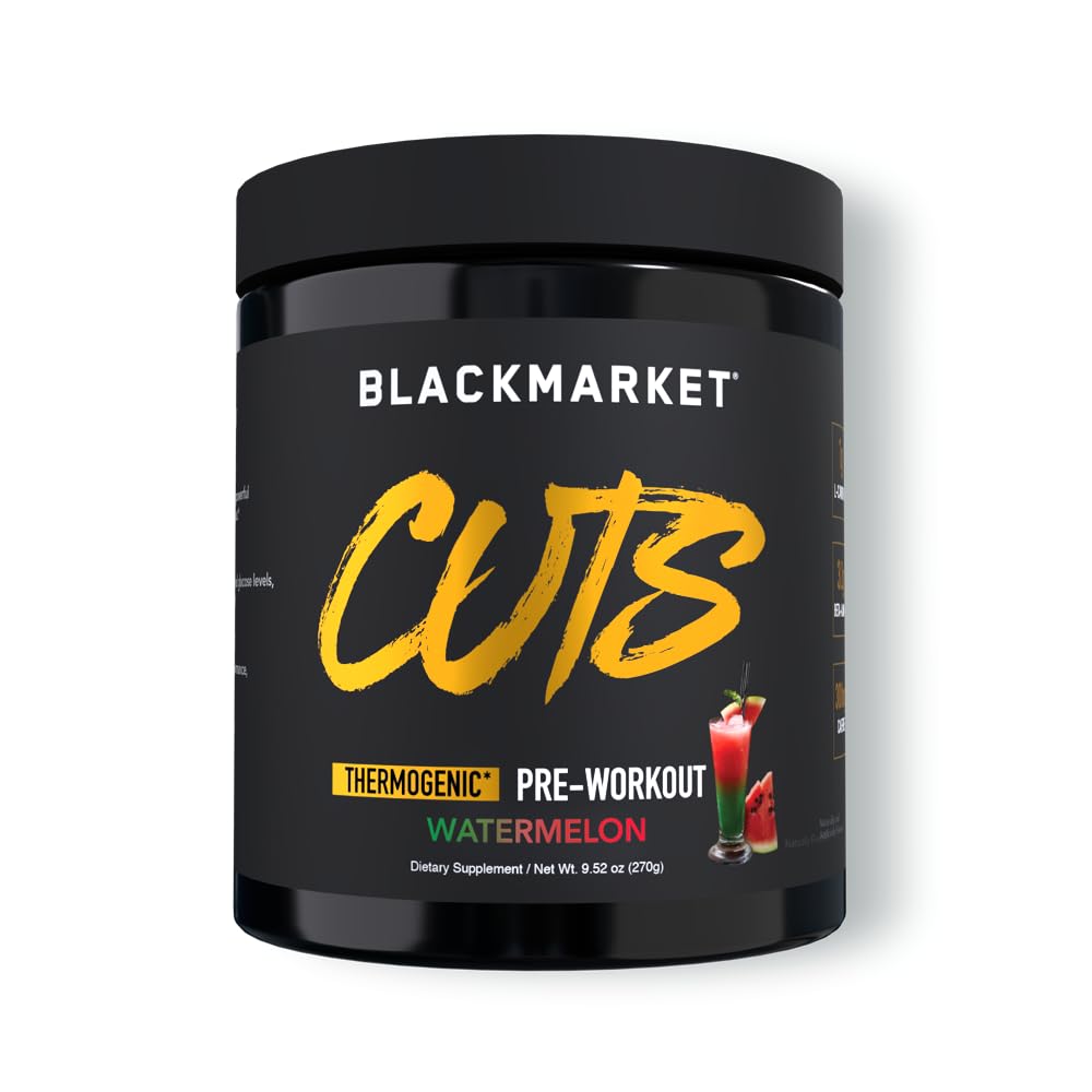 BLACKMARKET CUTS Προ προπόνηση - Γεύση ενέργειας σε σκόνη μείγμα ποτών για άνδρες και γυναίκες, μεγάλη για τους μυς Ορισμός, θερμογόνο, Createine Δωρεάν (Watermelon, 30 εξυπηρετούν)
