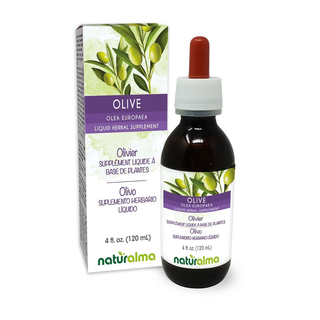 Naturalma Olive (Olea europaea) Leaf Alcohol-Free Tincture - 4 fl oz Liquid Extract in Drops - Βότανο συμπλήρωμα - Vegan