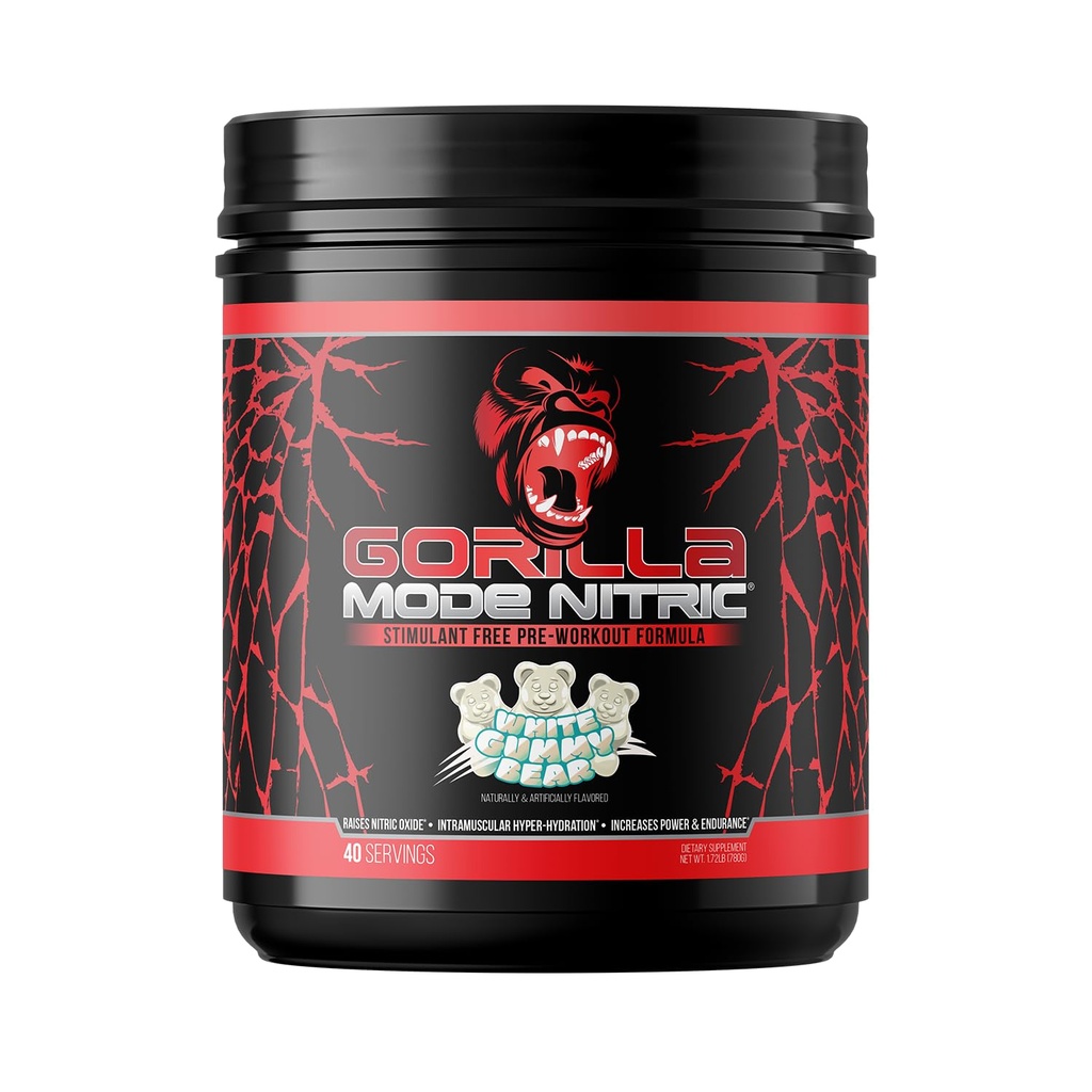 Λειτουργία Gorilla Nitric Αναβαθμισμένη Simulant Δωρεάν προ-εξάσκηση – καλύτερη γεύση και πιο αποτελεσματική διεγερτική δωρεάν προ-εξάσκηση / Massive Αντλίες · αγγειοδιαστολή · Ισχύς / 780 γραμμάρια (Λευκή αρκούδα Gummy)