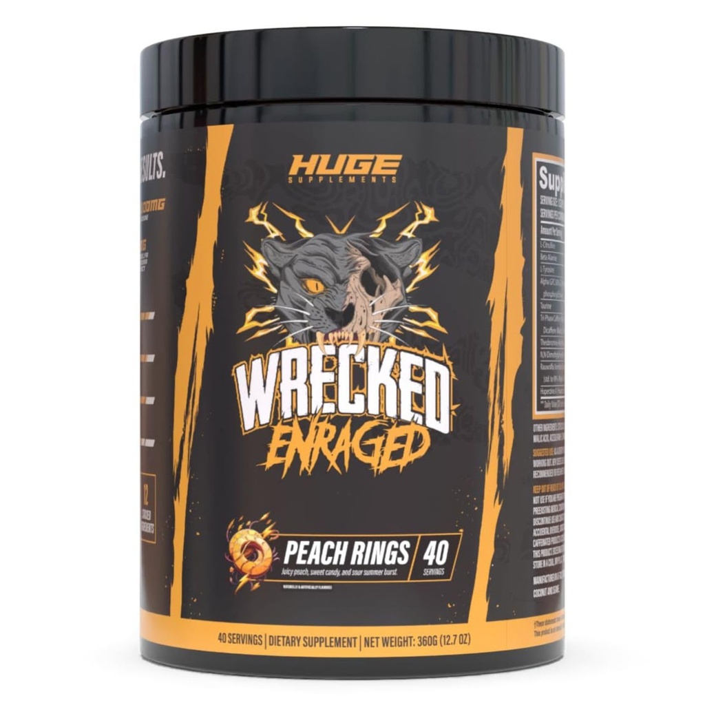 Wrecked Enraged High Stim Pre Workout - Extreme Hardcore Formula for Intense Energy, Laser Focus & Maximum Strength - Ισχυρό διεγερτικό Matrix - για προχωρημένους αναβατήρες, Όχι για αρχάριους (40 υπηρεσίες)