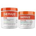 Genius Pre Workout Powder, Sour Apple + Genius Micronized Creatine Post Workout Powder