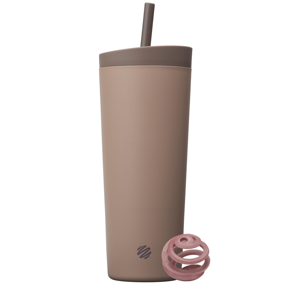 BlenderBottle 2-σε-1 μονωμένος αναδευτήρας ανοξείδωτου, Swig Leakproof Lid, Straw, BlenderBall, BPA δωρεάν, για τις πρωτεΐνες Shakes, Smoothies, και πριν την προπόνηση, 24 oz, Brown (Cocoa)