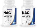Nutricost N-Acetyl L-Cysteine (NAC) 600mg, 120 κάψουλες για χορτοφάγους - Μη ΓΤΟ, Χωρίς γλουτένη, Καπάκια για χορτοφάγους (Pack of 2)