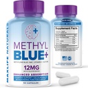 MAXLIFE NATURALS Pure Methylene Blue Κάψουλες, Ultimate Methylene Blue Pharmaceutical Βαθμός 12mg - 60 Κάψουλες με βιταμίνη C Ester & NAC Glycine, Υποστηρίζει Κυτταρική & Γνωστική λειτουργία, Made in USA