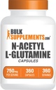 BulkSupplements.com Κάψουλες N-Acetyl L-Glutamine - Συμπλήρωμα Γλουταμίνης, Συμπλήρωμα Αμινοξέων - Χωρίς γλουτένη, 1 Κάψουλα ανά Σερβίρισμα (750mg), 360 Count (Pack of 1)
