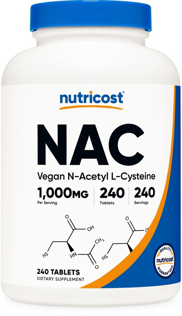 N- Aκετυλο- L- Cysteine (NAC) 1000 mg, 240 δισκία Vegan - Χωρίς ΓΤΟ, χωρίς γλουτένη, συμπλήρωμα χορτοφάγων