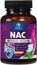 Συμπλήρωμα NAC - 1200mg ανά υπηρεσία N-Acetyl-L-Cysteine – Βέλτιστη Απορρόφηση Ανοσολογική Υποστήριξη με Ισχυρά Αντιοξειδωτικά - Υποστήριξη για την Υγεία του Αναπνευστικού & Ηπατικού - Χωρίς γλουτένη, Εμφιαλωμένο στις ΗΠΑ - 60 Κάψουλες