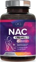 Συμπλήρωμα NAC - 1200mg ανά υπηρεσία N-Acetyl-L-Cysteine – Βέλτιστη Απορρόφηση Ανοσολογική Υποστήριξη με Ισχυρά Αντιοξειδωτικά - Υποστήριξη για την Υγεία του Αναπνευστικού & Ηπατικού - Χωρίς γλουτένη, Εμφιαλωμένο στις ΗΠΑ - 120 Κάψουλες