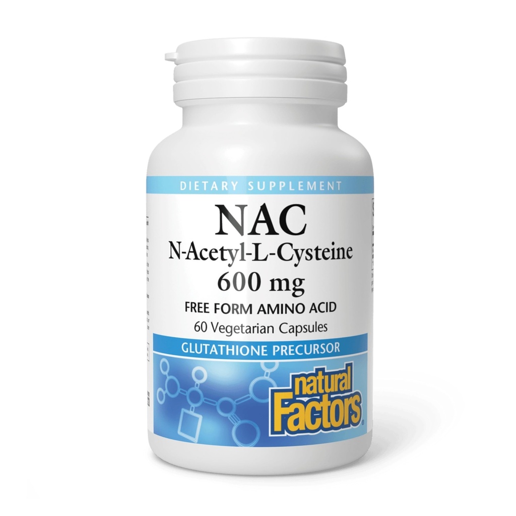 Φυσικοί Παράγοντες N-Acetyl-L-Cysteine 600 mg - Υποστηρίζει Υγιές Ήπαρ & Πνεύμονες - Αντιοξειδωτικό συμπλήρωμα υποστήριξης Υποστηρίζει την υγεία του ανοσοποιητικού συστήματος - 60 κάψουλες χορτοφάγων (60 εξυπηρετούν)