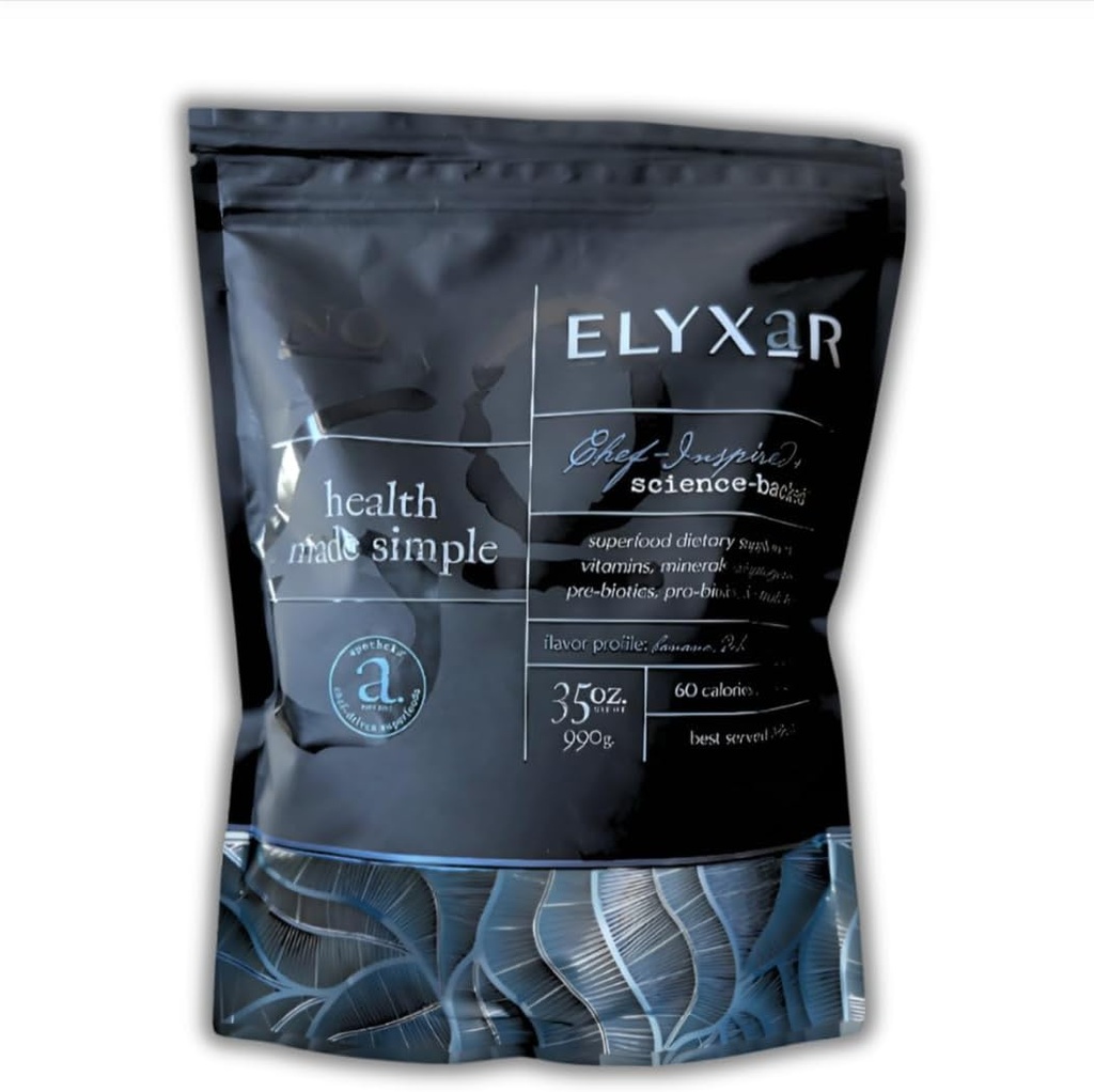 ELYXaR Daily Superfood Complex - Συμπλήρωμα σκόνης - 60+ Βιταμίνες, Ορυκτά, Wholefood-Πηγή συστατικά, Stress Adaptogens, Pro & Prebiotics, Digestive Enzymes, & Electrolytes - 30 Υπηρεσίες
