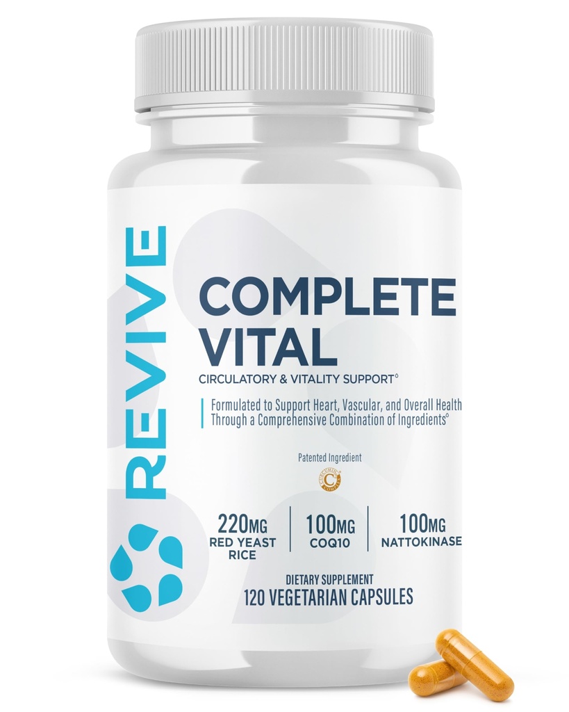 Revive MD Supplements & Support, Complete Vital (120 Vegetarian Capsules) - NAC & CoQ10 Supplement Supports Health, & Antioxidant Activity (30 Servings)