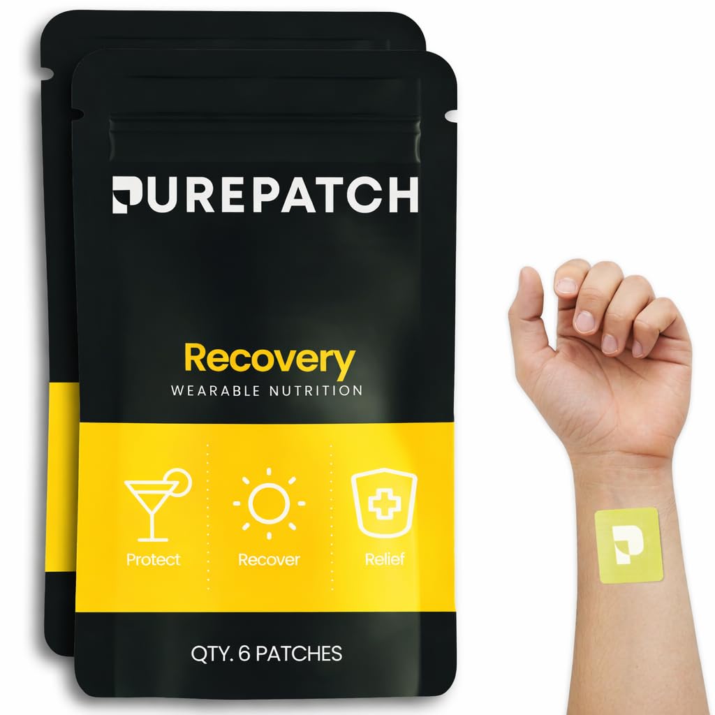 Pure Patch Recovery Patch – Plant-Based Vegan Topical Patch – DHM – NAC – Glutathione – B-Complex – Μη απολιπασμένο – Water-Resistant – Gentle on Skin – Gluten Free – Made in USA – 12 Patches