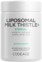 Codeage Liposomal Milk Thistle+ Supplement - Σιλυμαρίνη από το Silybum Marianum, NAC, Artichoke Leaf, Dandelion Root, Alpha Lipoic Acid, BioPerine, Liposomal Delivery - Μη ΓΤΟ - 60 Κάψουλες