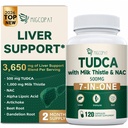 Migcopat 7-in-One TudCA συμπλήρωμα, 3650mg με γαϊδουράγκαθο γάλακτος, NAC, Alpha Lipoic Acid, Dandelion Root, Bile Alts TUDCA για το συκώτι καθαρισμού Detox & Επισκευή, Bile Flow and Digestive Υποστήριξη - 120 κάψουλες
