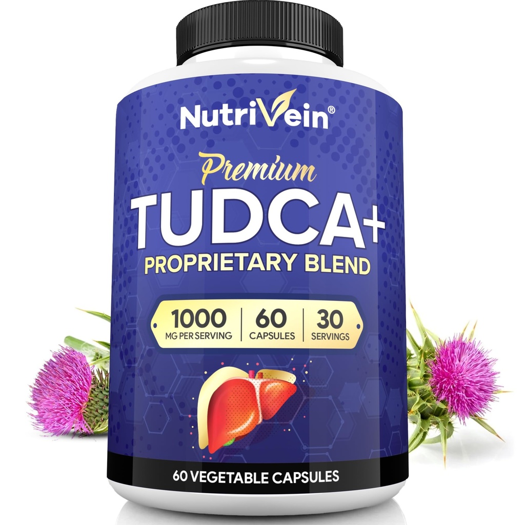 Nutrivein Premium TUDCA+ συμπλήρωμα υποστήριξης ήπατος 1000mg - 30 ημέρες προσφοράς (60 Caps): TUDCA συμπλήρωμα αλάτι Bile για την ευεξία του ήπατος