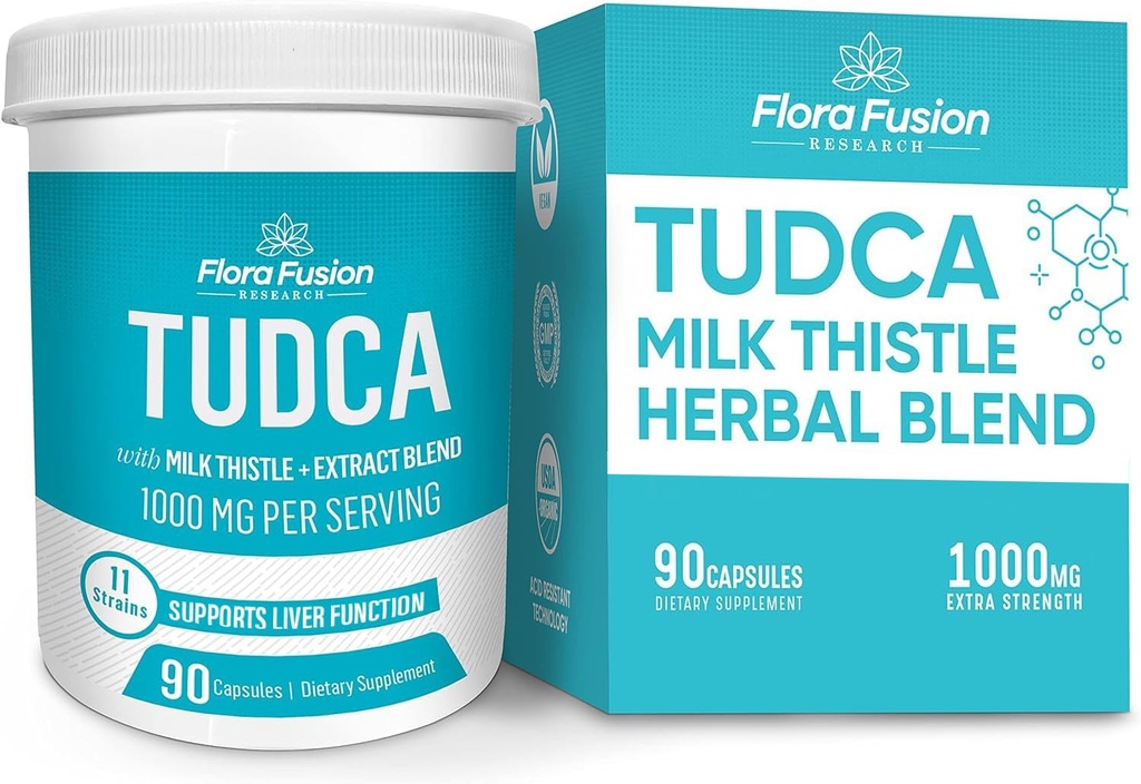 Flora Fusion Dr. Miller's TUDCA with Milk Thistle Extract, 1000mg per Serving, Liver and Gallbladder Cleanse Supplement, Supports Liver Function, 90 Capsules (45-Day Supply)