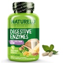 NATURELO Digestive Enzymes - Full Spectrum Support with a Broad Blend of 15 Enzymes Plus Ginger - 90 Vegan Capsules