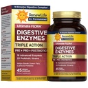 Renew Life Ultimate Flora Digestive Enzymes with Probiotics and Prebiotics | Doctor Formulated | 45 Vegan Capsules | Eases Occasional Gas, Bloating & Discomfort | Dairy, Soy and Gluten Free Supplement