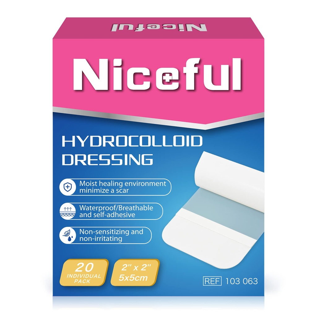 20 Count Hydrocolloid Μπάντες 2" x 2", Τραύμα Dressing Μικρή Hydrocolloid Gel  Banges for Wounds, Wound Healing Bed Sore Bandage